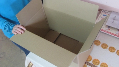Pudełko klapowe, klejone bądź szyte, wykonane z tektury trójwarstwowej szarej